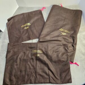Kate Spade New York Brown Dust Bag Set 3 Piece Pink Drawstring Quote Storage Bag
